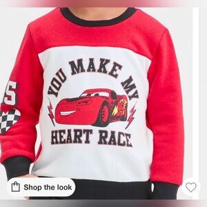 New Toddler Boys' Disney Cars Lightning McQueen Valentine's Fleece Pullover